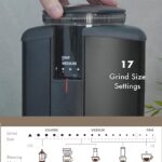 Aroma Coffee Grinder 48mm Stainless Steel Conical Burrs 17 Micro Adjustable Grind Settings 250g Bean Hopper Capacity Removable Burrs Hopper Low Rpm Motor Matt Black 0 1