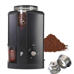 Aroma Coffee Grinder 48mm Stainless Steel Conical Burrs 17 Micro Adjustable Grind Settings 250g Bean Hopper Capacity Removable Burrs Hopper Low Rpm Motor Matt Black 0