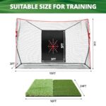 Golf Practice Net With Hitting Mat 10 X 7 Ft 8 Pu Balls 7 Tees 2 Rubber Tees Gloves And Carry Bag Included 0 1