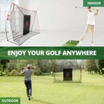 Golf Practice Net With Hitting Mat 10 X 7 Ft 8 Pu Balls 7 Tees 2 Rubber Tees Gloves And Carry Bag Included 0 4