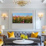 Kzku Flower Wall Art Canvas Prints Yellow And Pink Daisy Wildflower Flower Pictures Wall Decor Large Size Canvas Art For Living Room Dining Room Bedroom Office 24 X 48 0 4