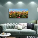 Kzku Flower Wall Art Canvas Prints Yellow And Pink Daisy Wildflower Flower Pictures Wall Decor Large Size Canvas Art For Living Room Dining Room Bedroom Office 24 X 48 0 5