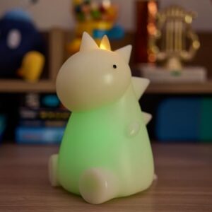 Luminara Flameless Dinosaur Figural Candle Whisper Green Color Changing Moving Flame Dinosaur Candle With 18 Button Remote Control 57 X 67 0