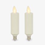 Luminara Set Of 2 Pearl Ivory Flameless Candle E12 Taper Bulbs Flat Top 1 X 4 For Chandeliers Wall Sconces And Lighting Fixtures 0