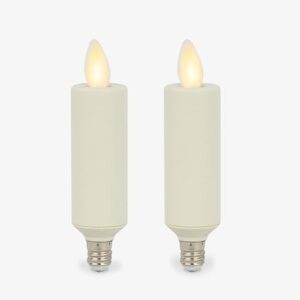 Luminara Set Of 2 Pearl Ivory Flameless Candle E12 Taper Bulbs Flat Top 1 X 4 For Chandeliers Wall Sconces And Lighting Fixtures 0