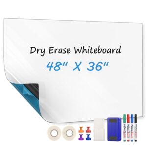 Maxgear White Board 36x48 Dry Erase Board Adhesive Whiteboard Large Dry Erase Board For Wall Office Classroom Home 4 Markers 1 Marker Holder 1 Eraser 4 Magnets 2 Removable Tapes 0