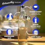 Nevlers 18 Pack 33 Oz Square Swing Top Glass Bottles With Lids For Juicing Limoncello Bottles Glass Airtight Bottle Flip Top Glass Bottle With Stopper Mead Beer Brewing Bottles With Caps 0 0