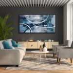 Xlsjerst Abstract Canvas Wall Decor Modern Living Room Wall Art Elegant Combination Of Tones Black And White Gray Background Blue Gradient Picture Size 20x40 0 0