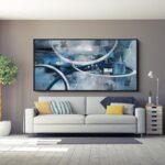 Xlsjerst Abstract Canvas Wall Decor Modern Living Room Wall Art Elegant Combination Of Tones Black And White Gray Background Blue Gradient Picture Size 20x40 0 1