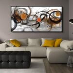 Xlsjerst Black And Orange Picture Artwork Boho Abstract Wall Art For Living Room Office Canvas Pintings Modern Minimalist Frame Wall Art 20x40 Inches 0 0