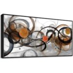 Xlsjerst Black And Orange Picture Artwork Boho Abstract Wall Art For Living Room Office Canvas Pintings Modern Minimalist Frame Wall Art 20x40 Inches 0