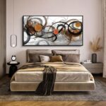 Xlsjerst Black And Orange Picture Artwork Boho Abstract Wall Art For Living Room Office Canvas Pintings Modern Minimalist Frame Wall Art 20x40 Inches 0 2