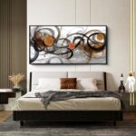 Xlsjerst Black And Orange Picture Artwork Boho Abstract Wall Art For Living Room Office Canvas Pintings Modern Minimalist Frame Wall Art 20x40 Inches 0 3