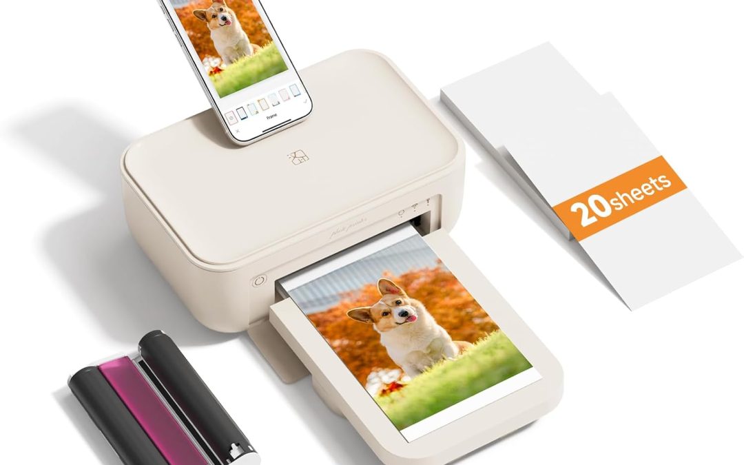 HPRT CP4100 4×6 Photo Printer, Full-Color Thermal Dye Sublimation Wi-Fi Printing, Portable Instant Picture Printer for iPhone/Android, AR Video, Fun App, Home Use, Beige