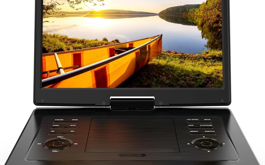 17.9″ Portable DVD Player for Kids with 15.6″ Swivel Screen, 5 Hours Rechargeable Battery, Car DVD Player with High Volume Dual Speakers, Remote Control, Support Sync TV, Region Free USB/SD/AV,Black