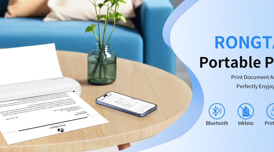 Rongta Portable Printers Wireless for Travel, Thermal Inkless Printer for School/Office/Home Use, Support 8.5×11 US Letter&A4 Thermal Paper, Compatible with Android, iOS & Laptop (White)