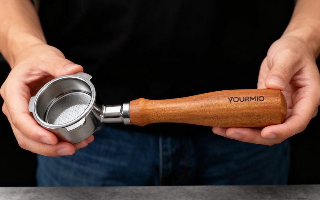 VOURMIO 51mm Bottomless Portafilter for CM5418, 3 Ears Espresso Portafilter Compatible for CASABREWS CM5418, 3700Essential and 5418 Pro, Stainless Steel Filter Holder and Wood Handle with Puck Screen